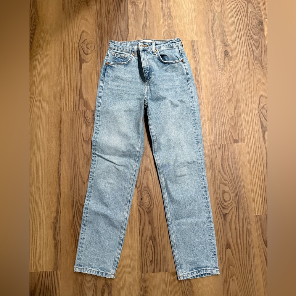 Zara straight leg jeans in light blue